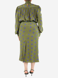 Sportmax Green polka dot silk midi dress - size UK 12