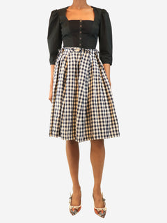 White and navy gingham skirt - size S