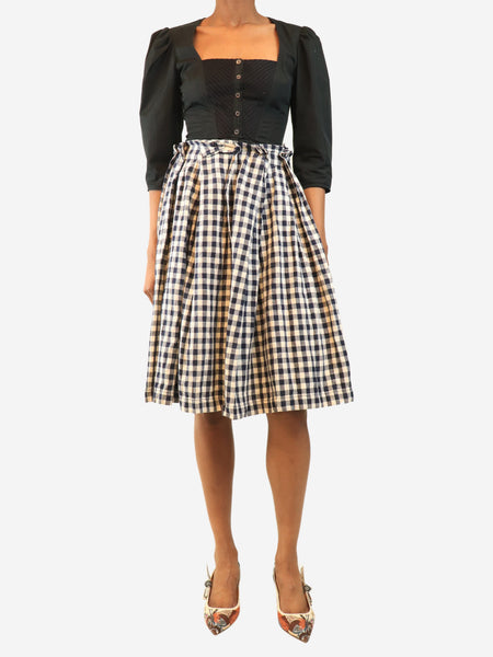 White and navy gingham skirt - size S alternate image