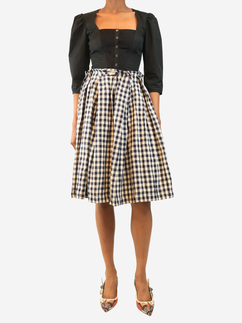 White and navy gingham skirt - size S