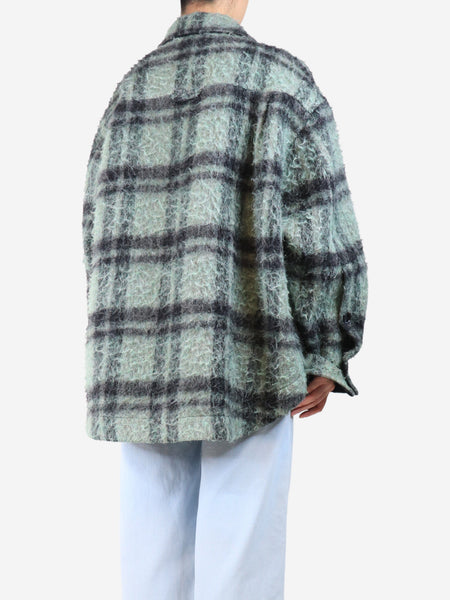 Black and green brushed wool plaid overshirt - size S alternate image