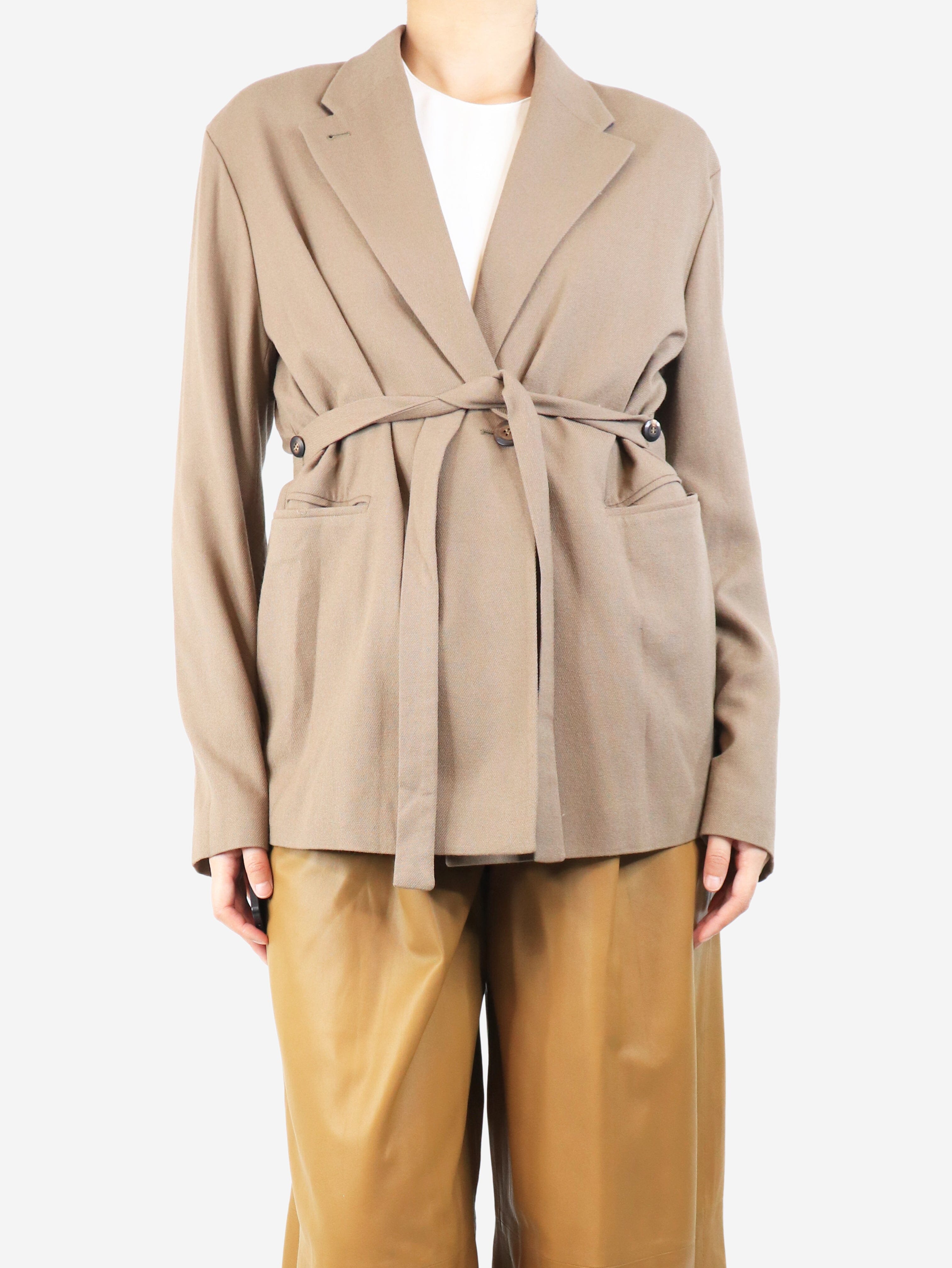 Taupe belted wool-blend jacket - size UK 10 Coats & Jackets Alysi 