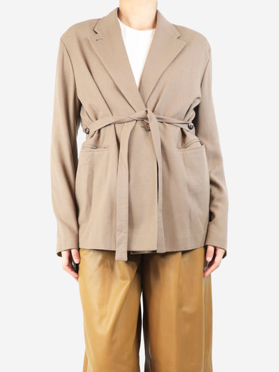 Taupe belted wool-blend jacket - size UK 10 Coats & Jackets Alysi 