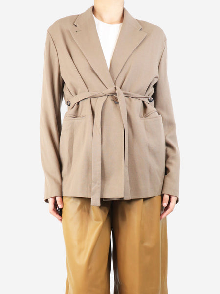 Taupe belted wool-blend jacket - size UK 10 product image