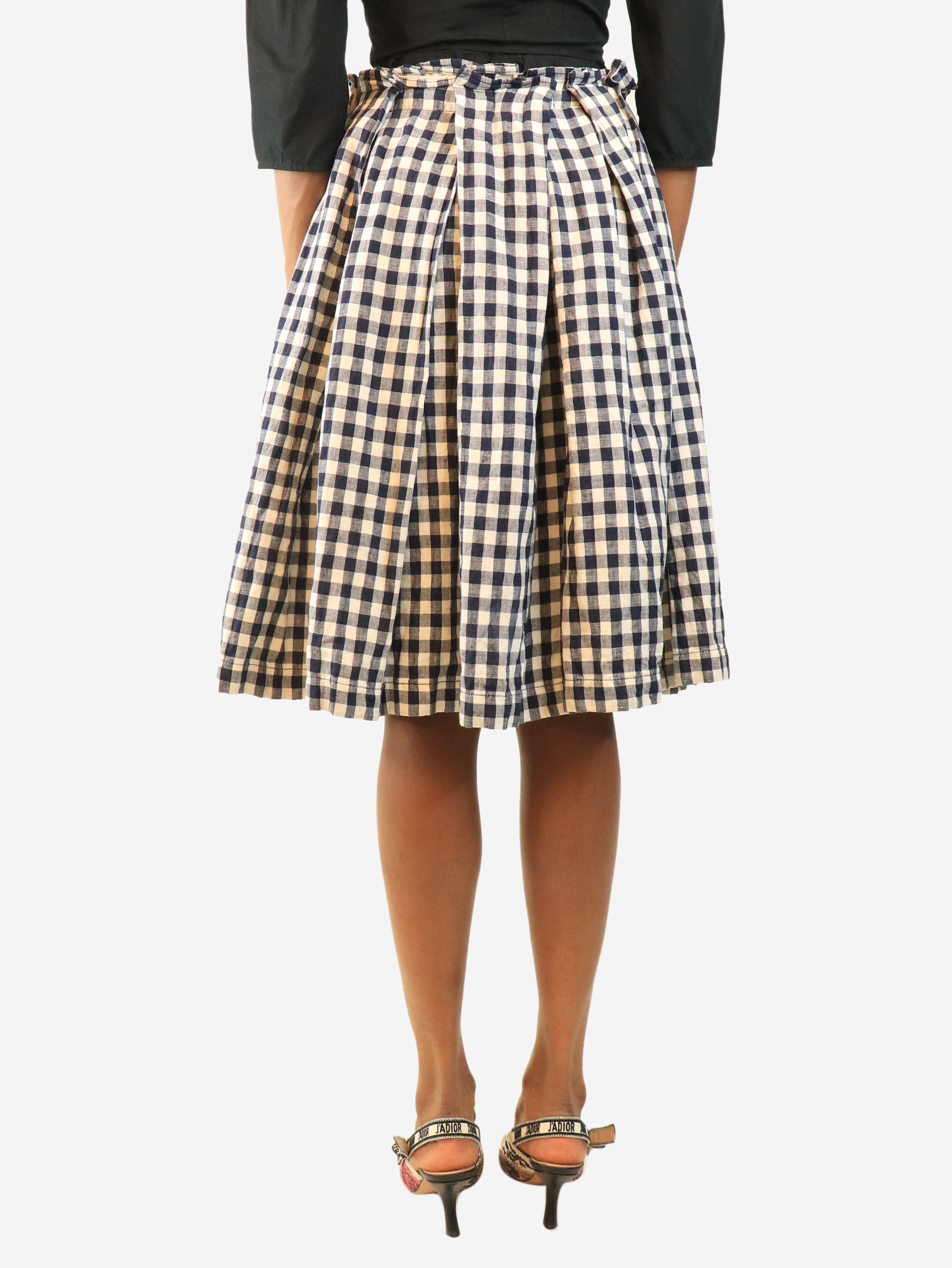 White and navy gingham skirt - size S