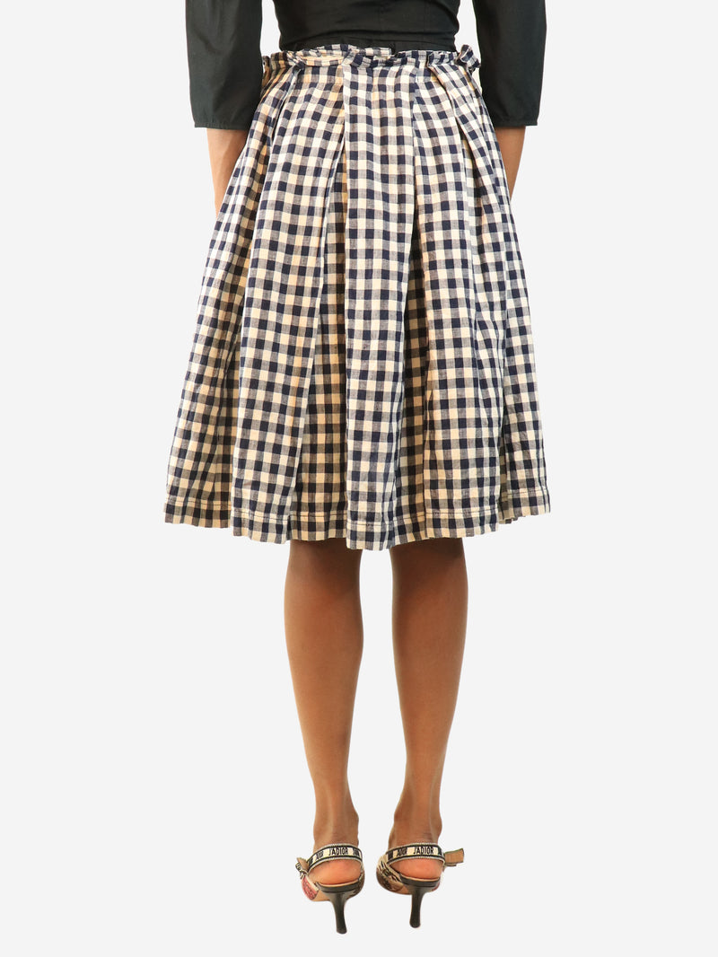 White and navy gingham skirt - size S