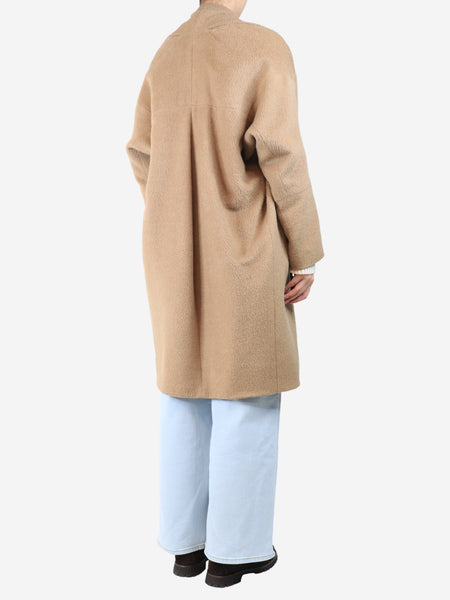 Beige lama and wool-blend coat - size UK 12 alternate image