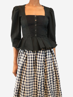 Black button-up blouse - size UK 8