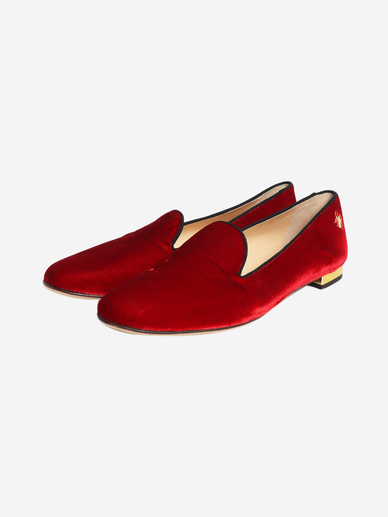 Red velvet loafers - size EU 38.5