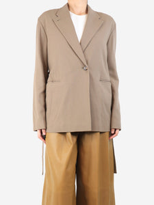 Alysi Taupe belted wool-blend jacket - size UK 10