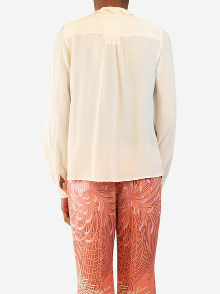 Cream silk crepe ruffled blouse - size UK 6 alternate image