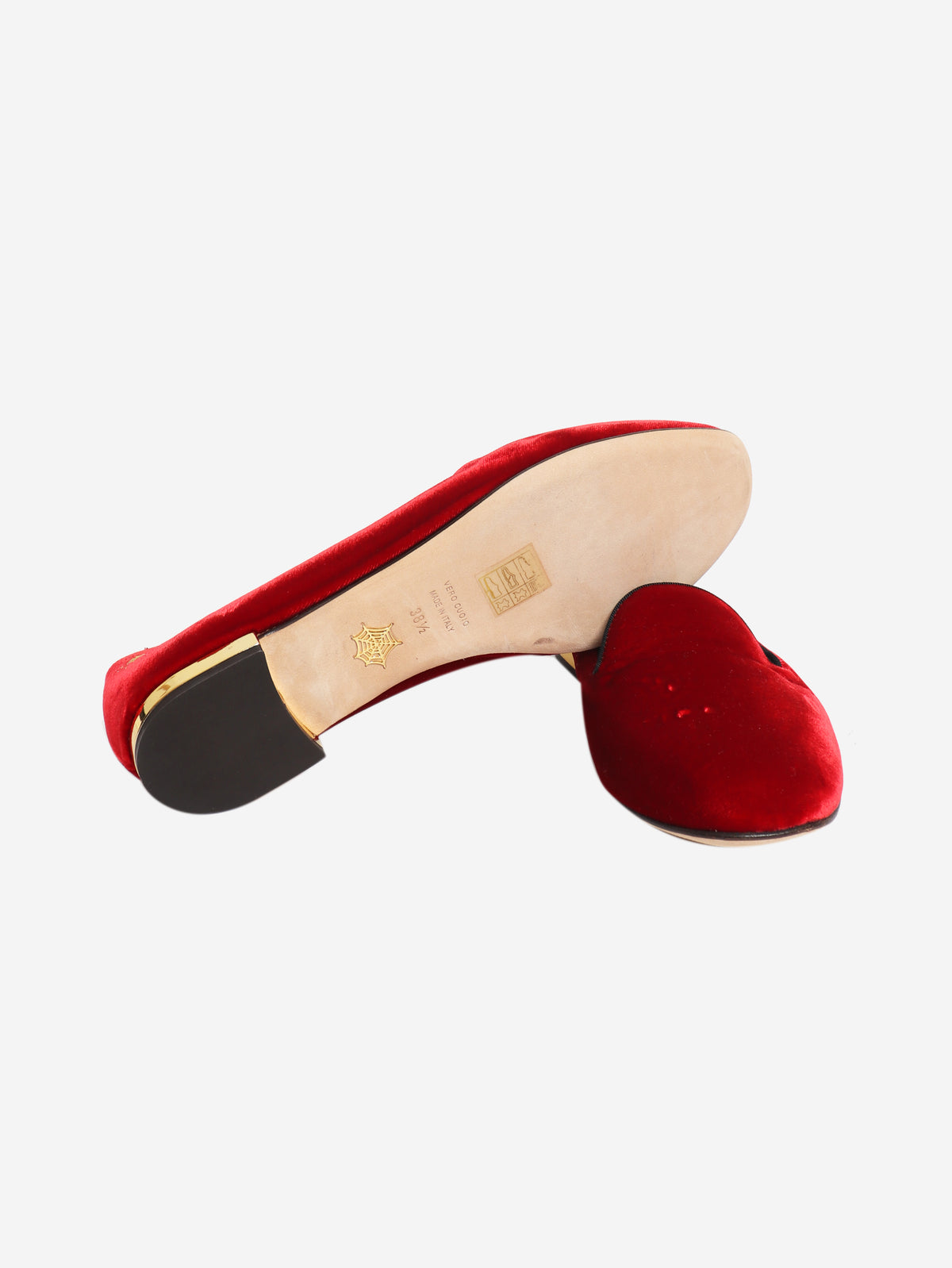 Red velvet loafers - size EU 38.5