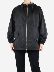 Burberry Black hooded nylon lightweight jacket - size UK 8