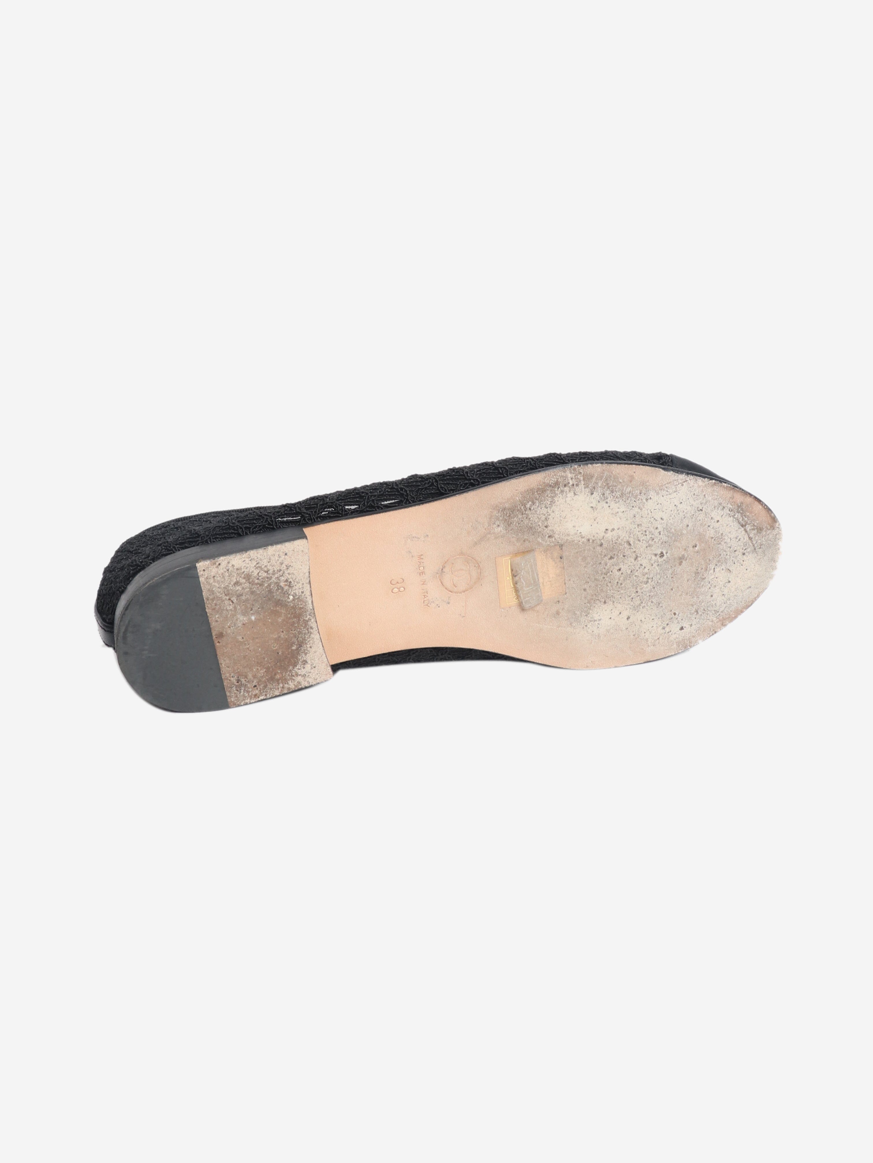 Black diamond-stitch ballet flats - size EU 38 Shoes Chanel 