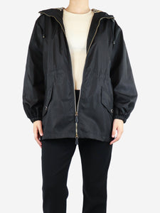 Burberry Black hooded nylon lightweight jacket - size UK 8