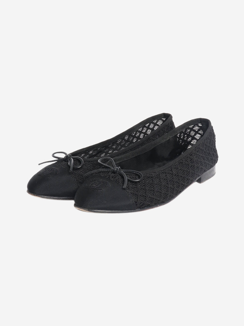 Black diamond-stitch ballet flats - size EU 38 Shoes Chanel 