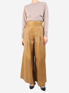 Skiim Mustard yellow leather trousers - size UK 10
