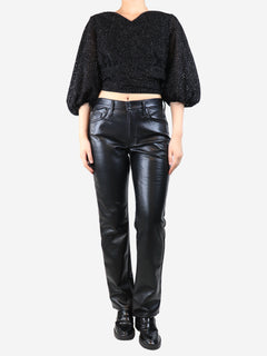 Black faux-leather jeans - size UK 10 Trousers Mother 