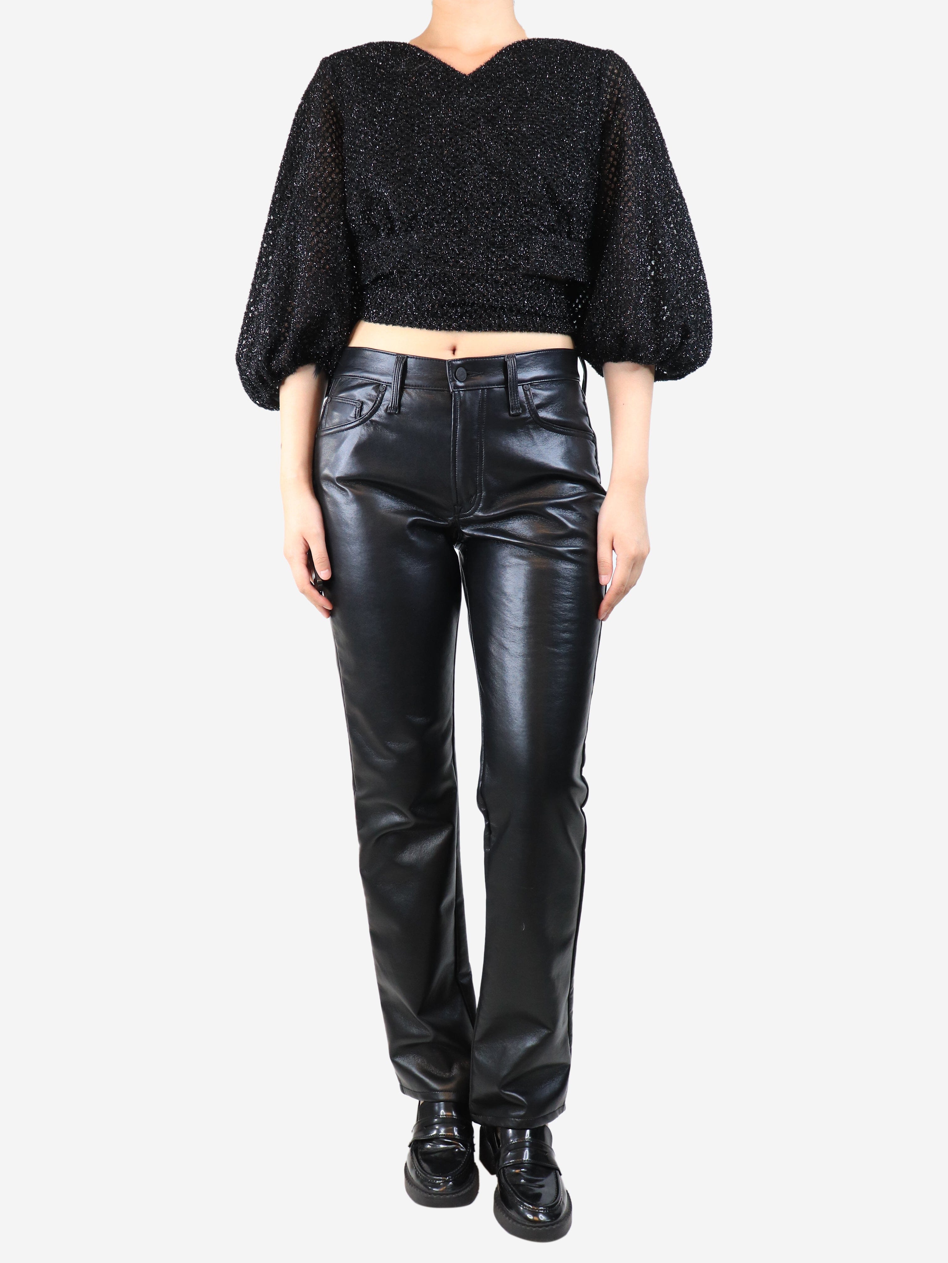 Black faux-leather jeans - size UK 10 Trousers Mother 