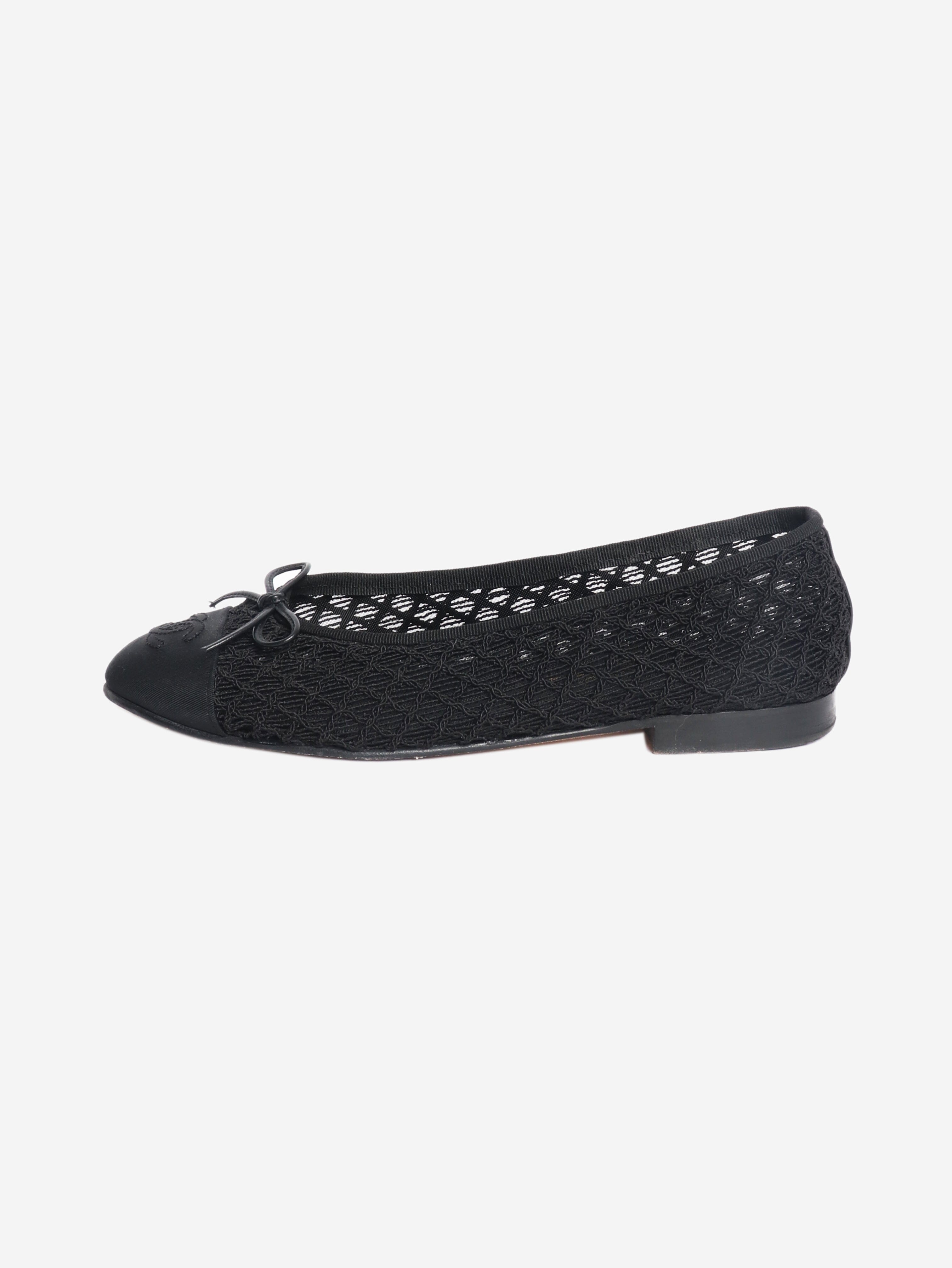 Black diamond-stitch ballet flats - size EU 38 Shoes Chanel 