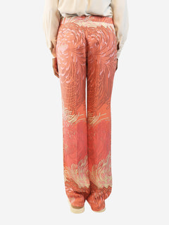 Pink floral print trousers - size UK 8 Trousers Gucci 