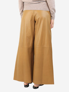 Skiim Mustard yellow leather trousers - size UK 10