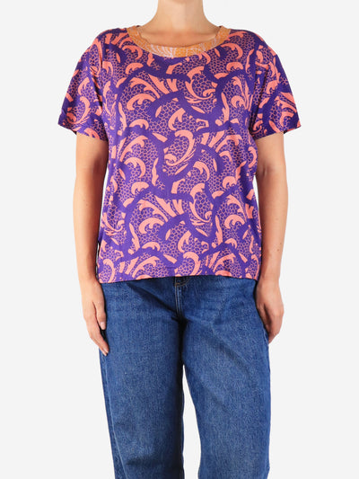 Purple printed cotton top - size L Tops Dries Van Noten 
