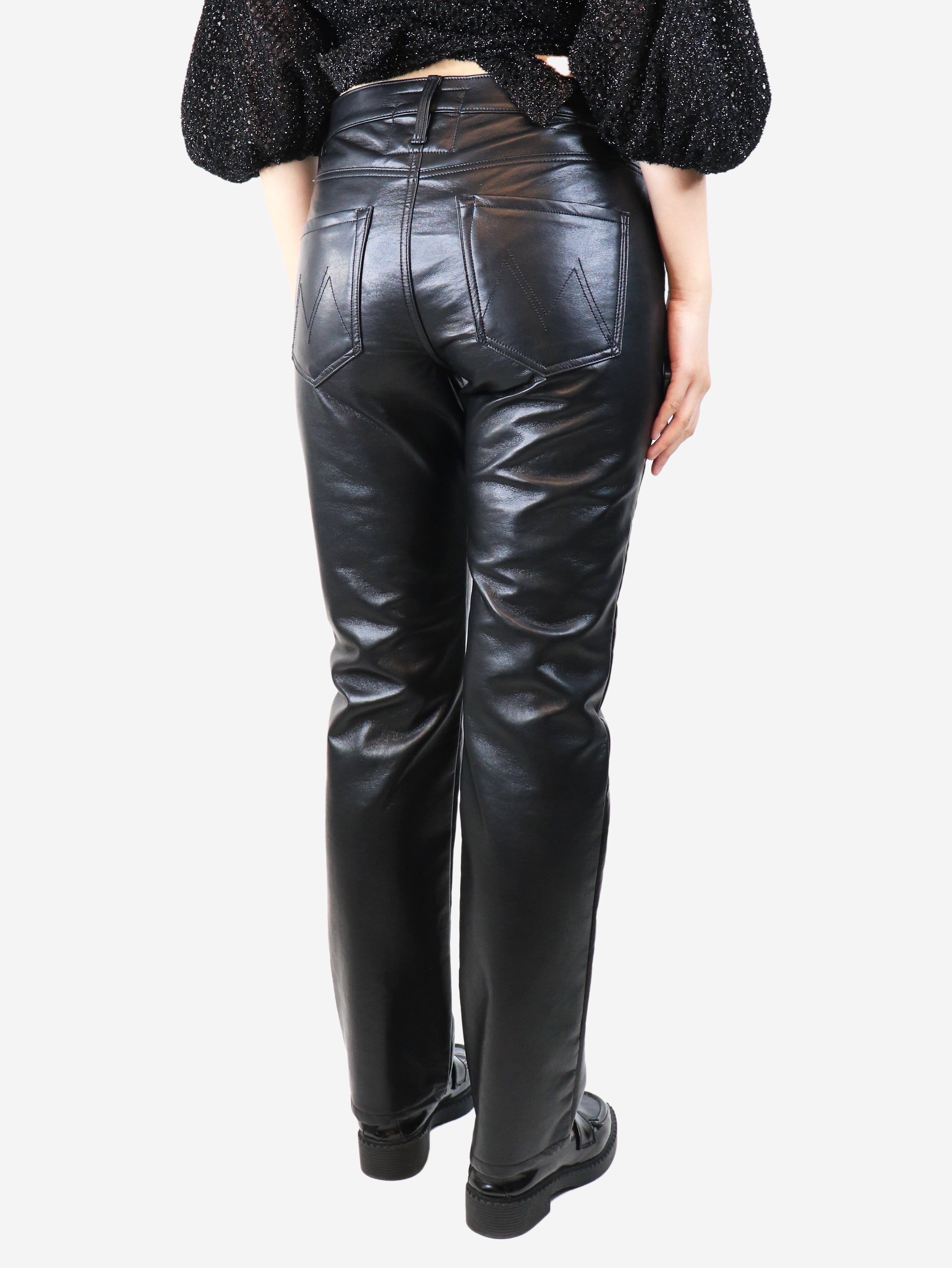 Black faux-leather jeans - size UK 10 Trousers Mother 