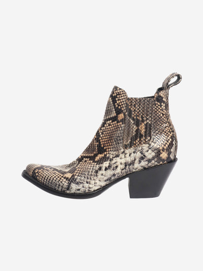 Brown snakeskin western ankle boots - size EU 39