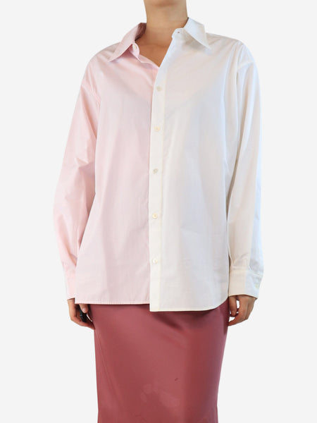 Pink and white colourblock cotton shirt - size UK 10 product image