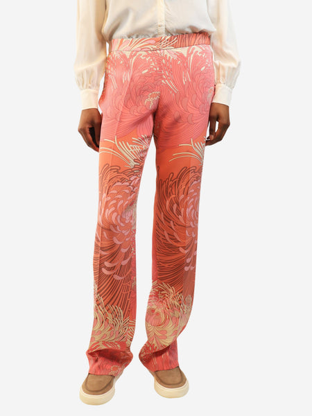 Pink floral print trousers - size UK 8 product image