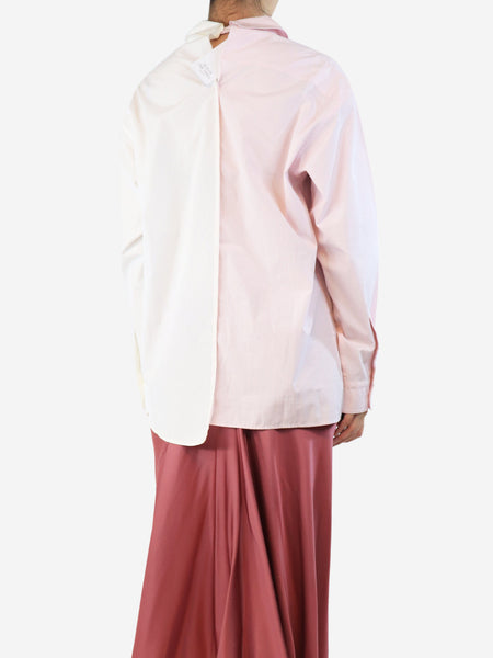 Pink and white colourblock cotton shirt - size UK 10 alternate image