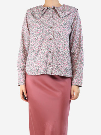 Pink floral printed blouse - size UK 10 Tops Ganni 