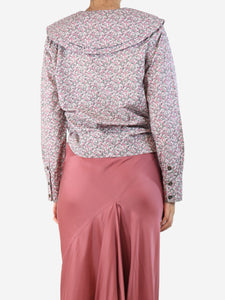 Ganni Pink floral printed blouse - size UK 10