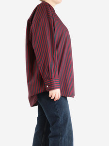 Iro Maroon and navy striped shirt - size UK 12