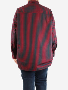 Iro Maroon and navy striped shirt - size UK 12