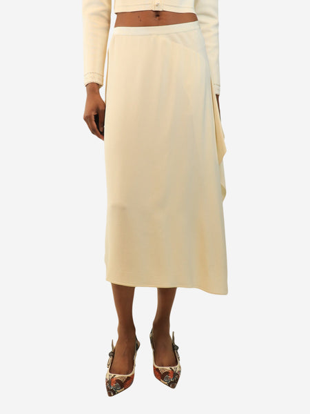 Cream crepe midi skirt - size S product image