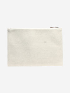 Loro Piana Neutral canvas flat clutch bag