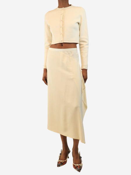 Cream crepe midi skirt - size S alternate image