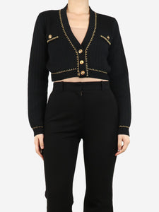 Versace Black and gold cropped cardigan - size UK 10