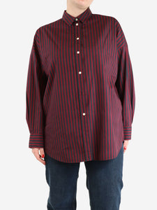 Iro Maroon and navy striped shirt - size UK 12