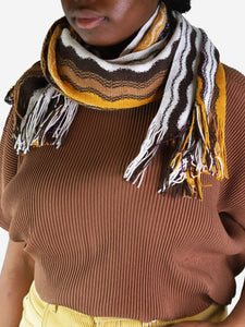 Missoni Orange and brown wavy fringed scarf