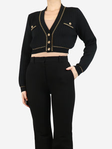 Versace Black and gold cropped cardigan - size UK 10