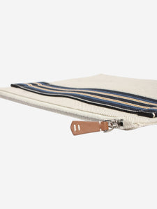 Loro Piana Neutral canvas flat clutch bag