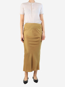 Rick Owens Mustard satin midi skirt - size UK 10