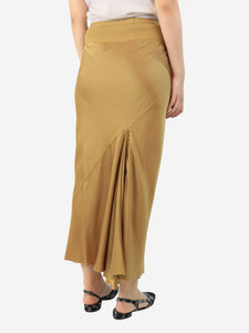 Rick Owens Mustard satin midi skirt - size UK 10