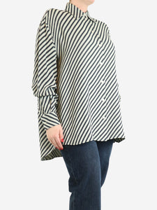 Celine White and black digi-striped shirt - size UK 10