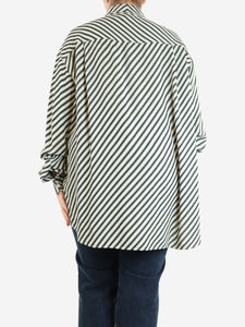 Celine White and black digi-striped shirt - size UK 10