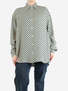 Celine White and black digi-striped shirt - size UK 10