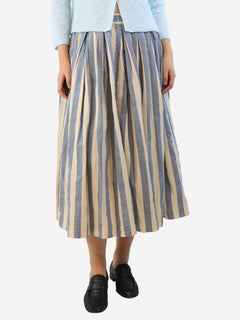 Blue and cream puffy striped skirt - size M Skirts Casey Casey 